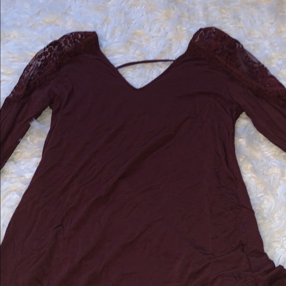 Burgundy soft and sexy open back long sleeve
